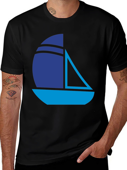 Nautical Sailboat Graphic Tee - Stylish Black T-Shirt