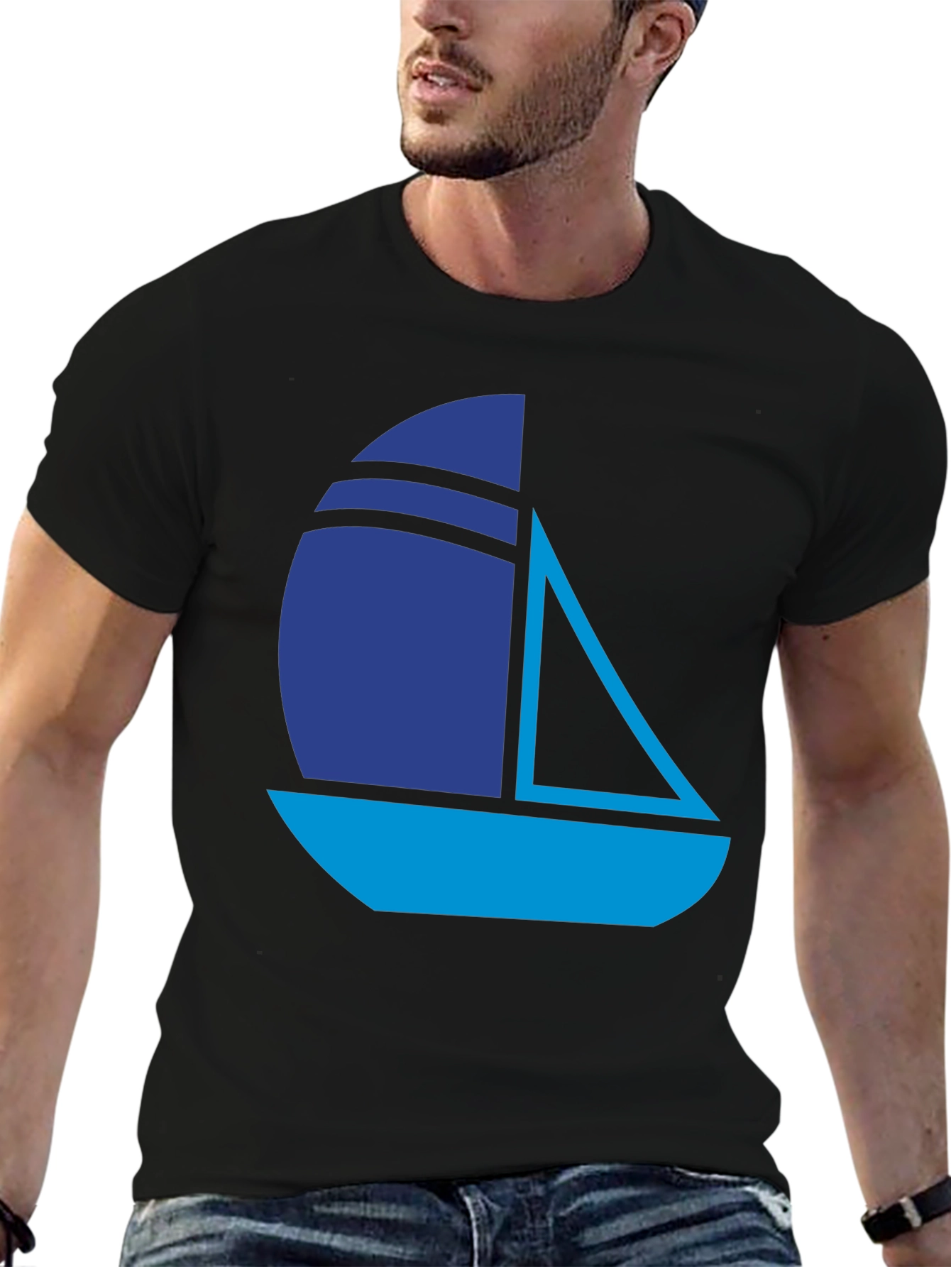 Nautical Sailboat Graphic Tee - Stylish Black T-Shirt