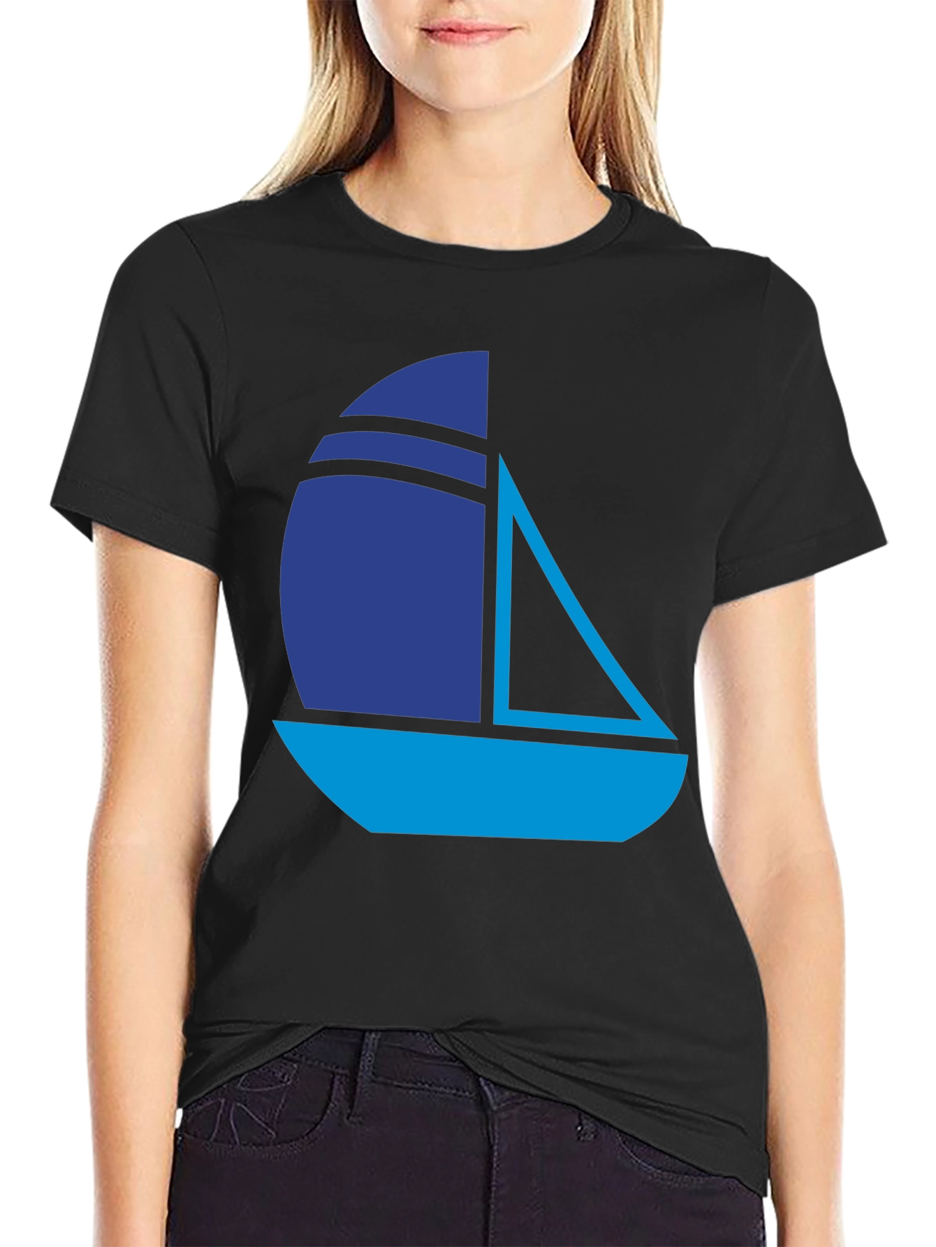 Nautical Sailboat Graphic Tee - Stylish Black T-Shirt