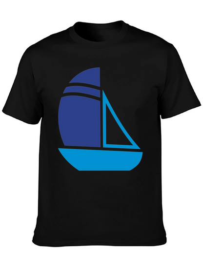 Nautical Sailboat Graphic Tee - Stylish Black T-Shirt