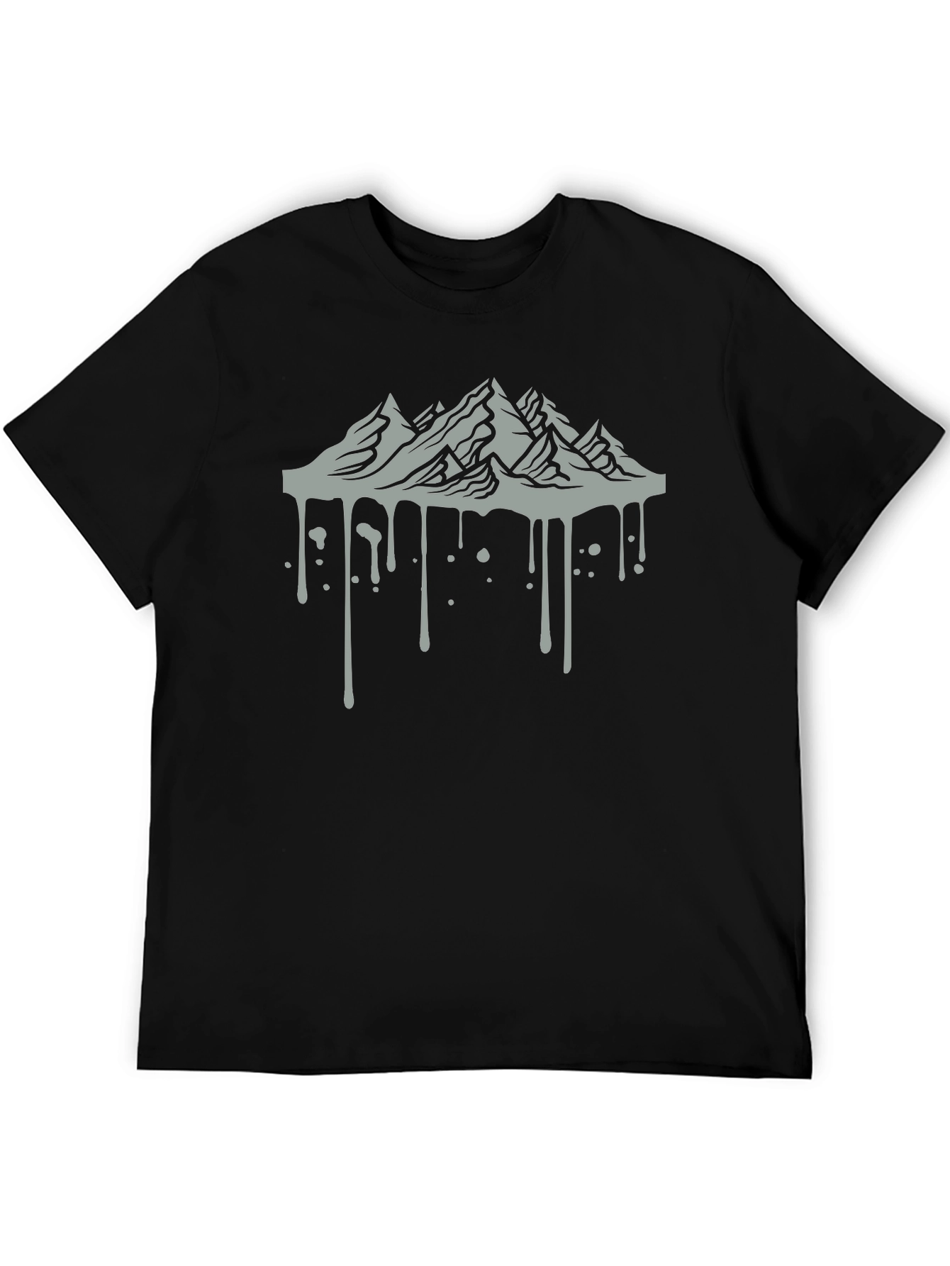 Mens Black Tee with Mountain Drip Design