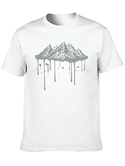 Mens Black Tee with Mountain Drip Design