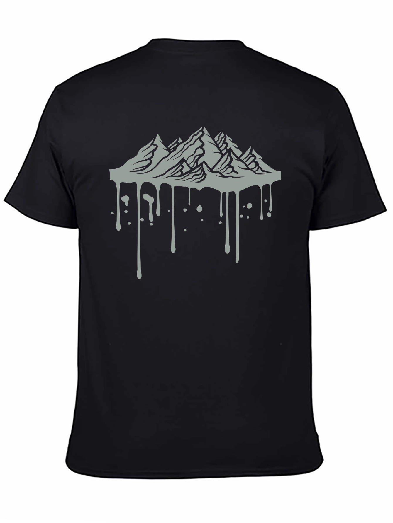 Mens Black Tee with Mountain Drip Design