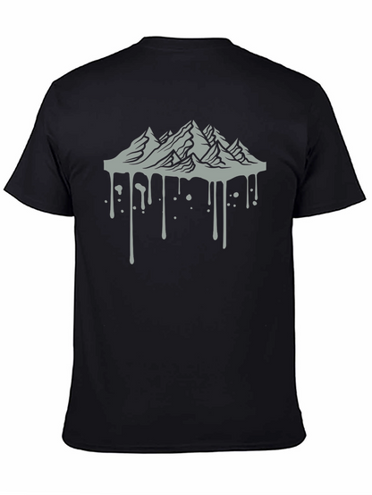 Mens Black Tee with Mountain Drip Design