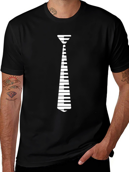 Piano Tie Graphic T-Shirt - Musician Novelty Tee