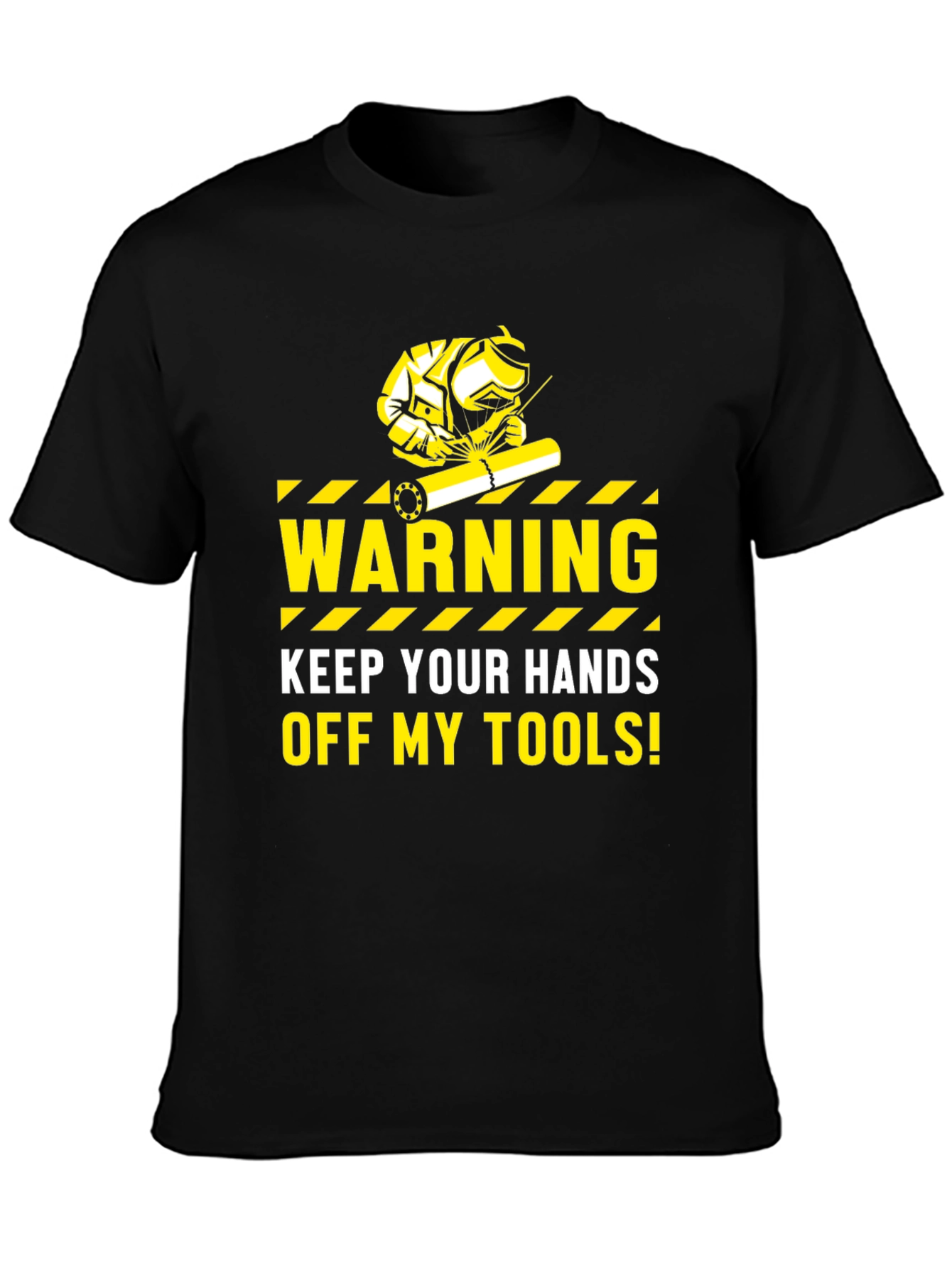 Warning Keep Hands Off My Tools Black T-Shirt