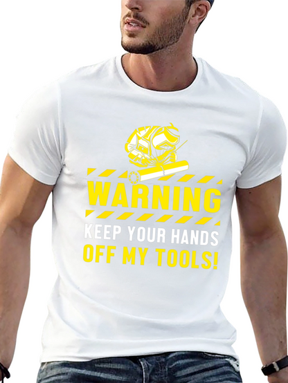 Warning Keep Hands Off My Tools Black T-Shirt