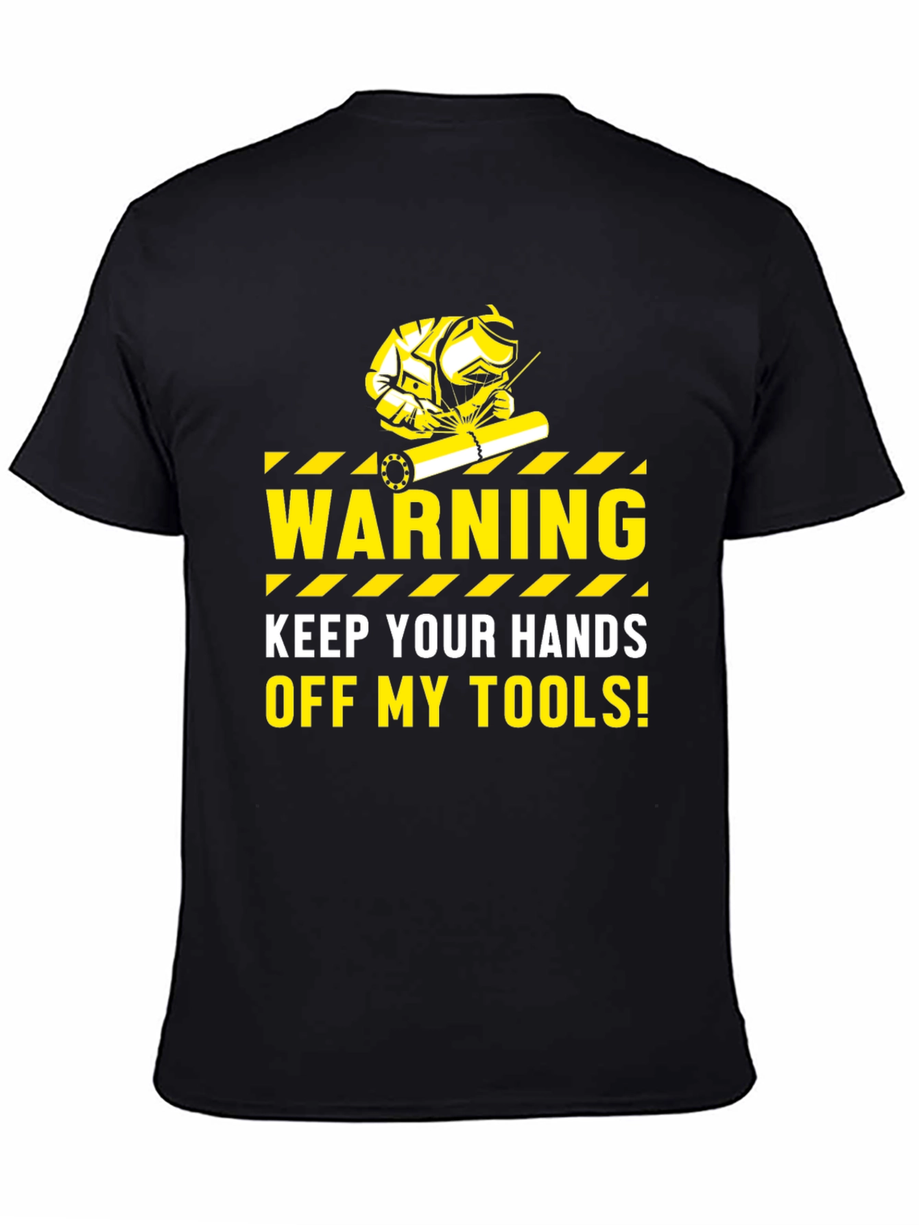 Warning Keep Hands Off My Tools Black T-Shirt
