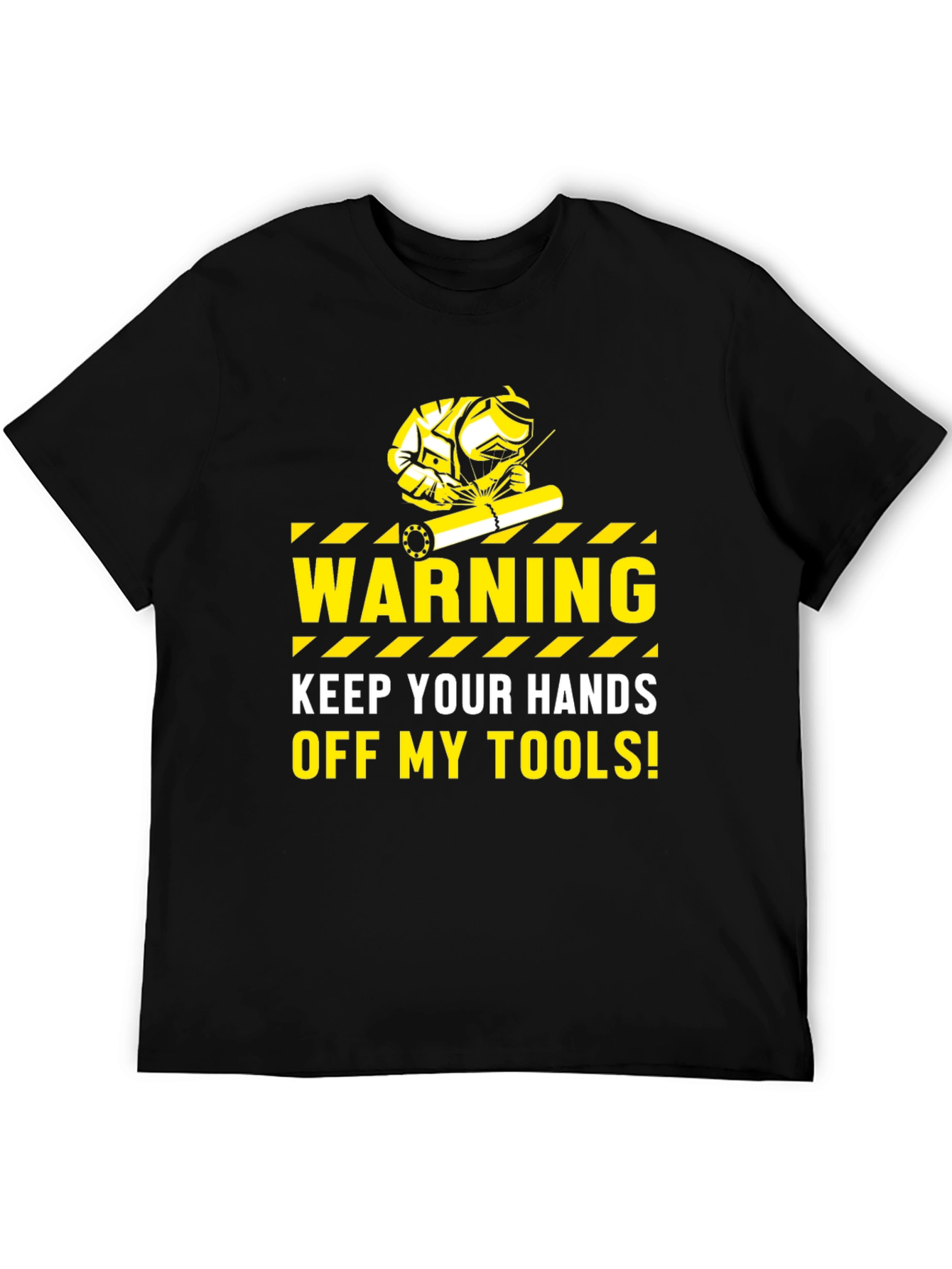 Warning Keep Hands Off My Tools Black T-Shirt