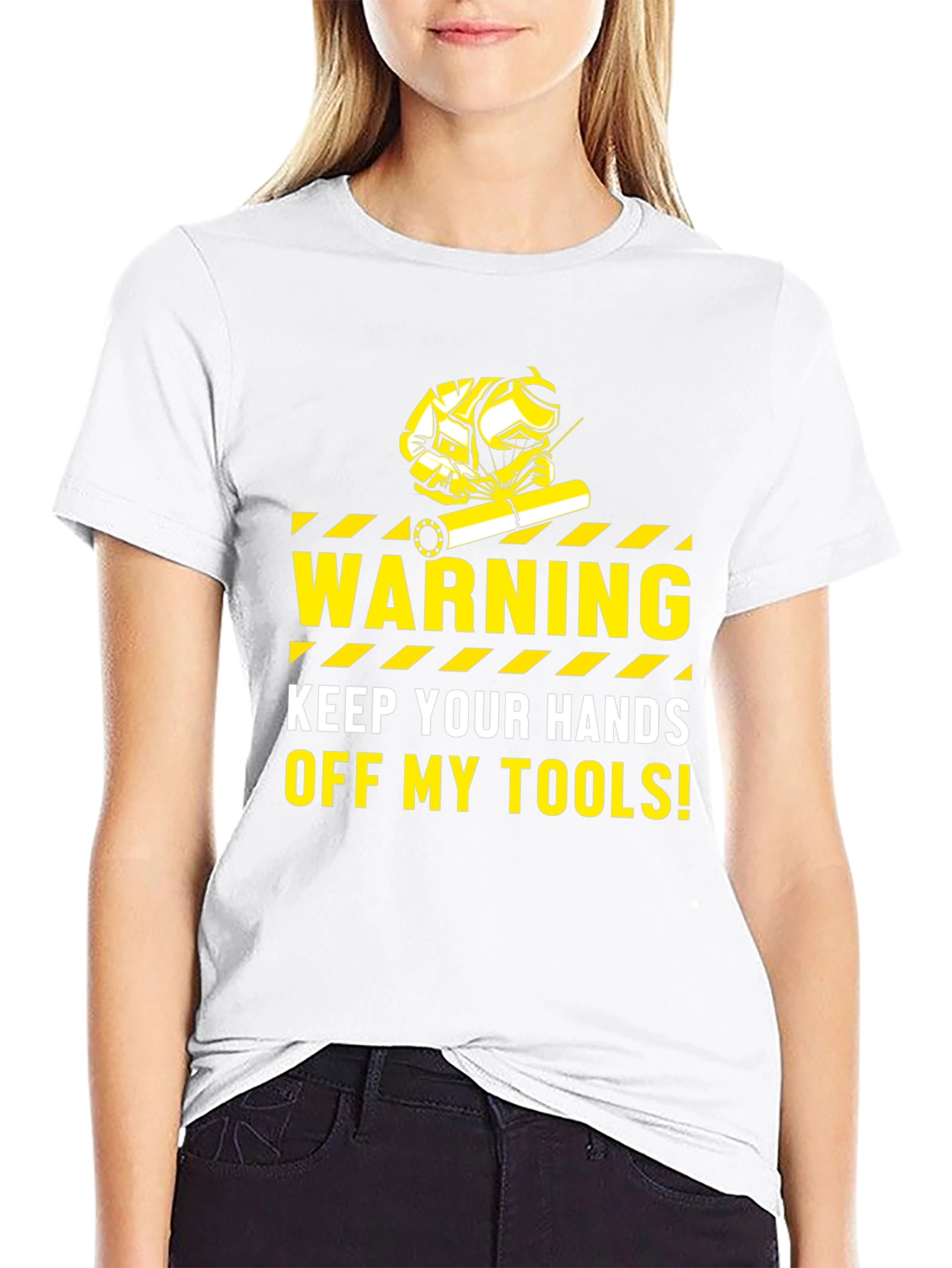 Warning Keep Hands Off My Tools Black T-Shirt