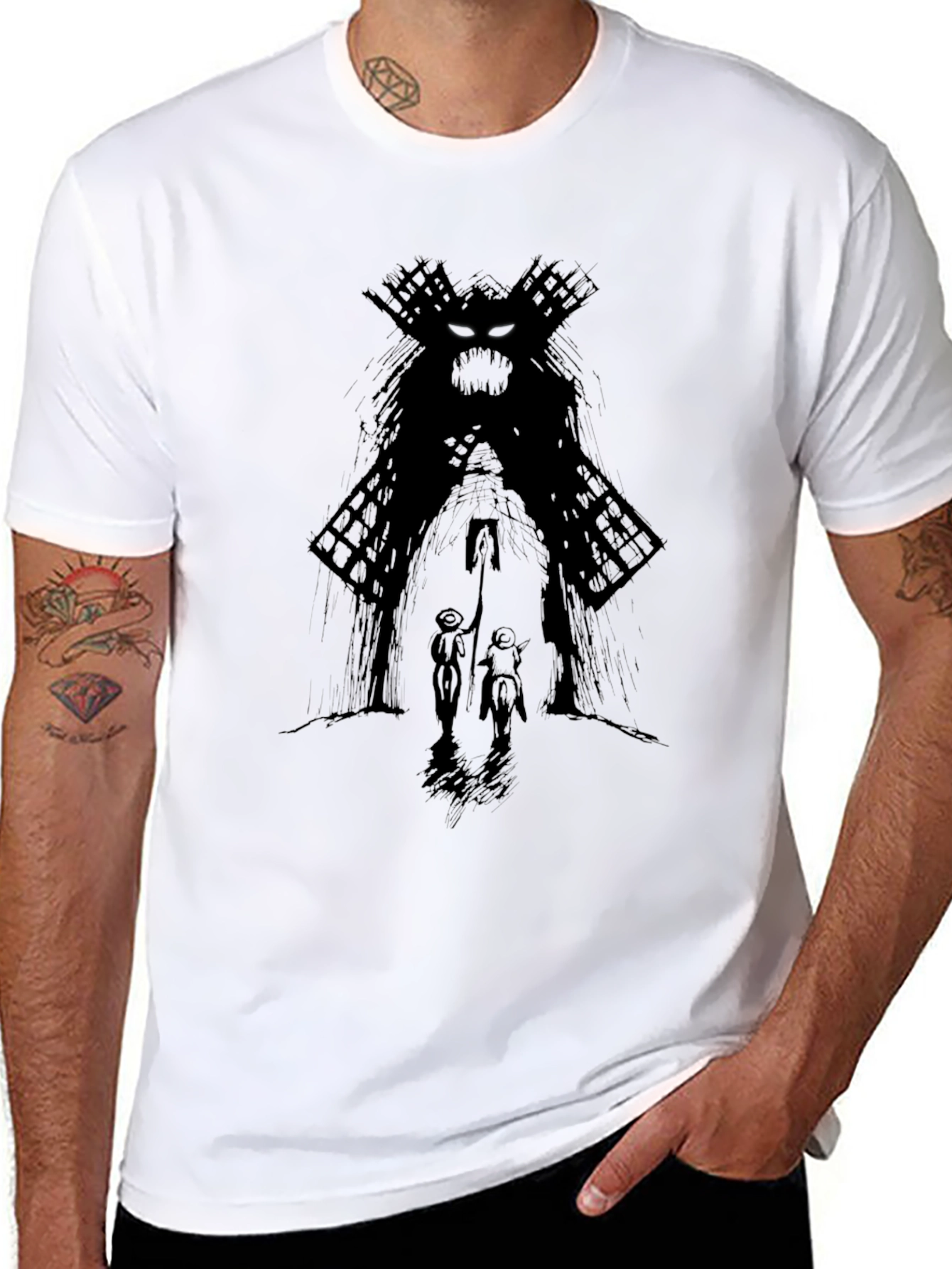 Dark Fantasy Graphic Print Black T-Shirt
