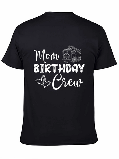 Mom Birthday Crew Fire Truck Graphic Tee