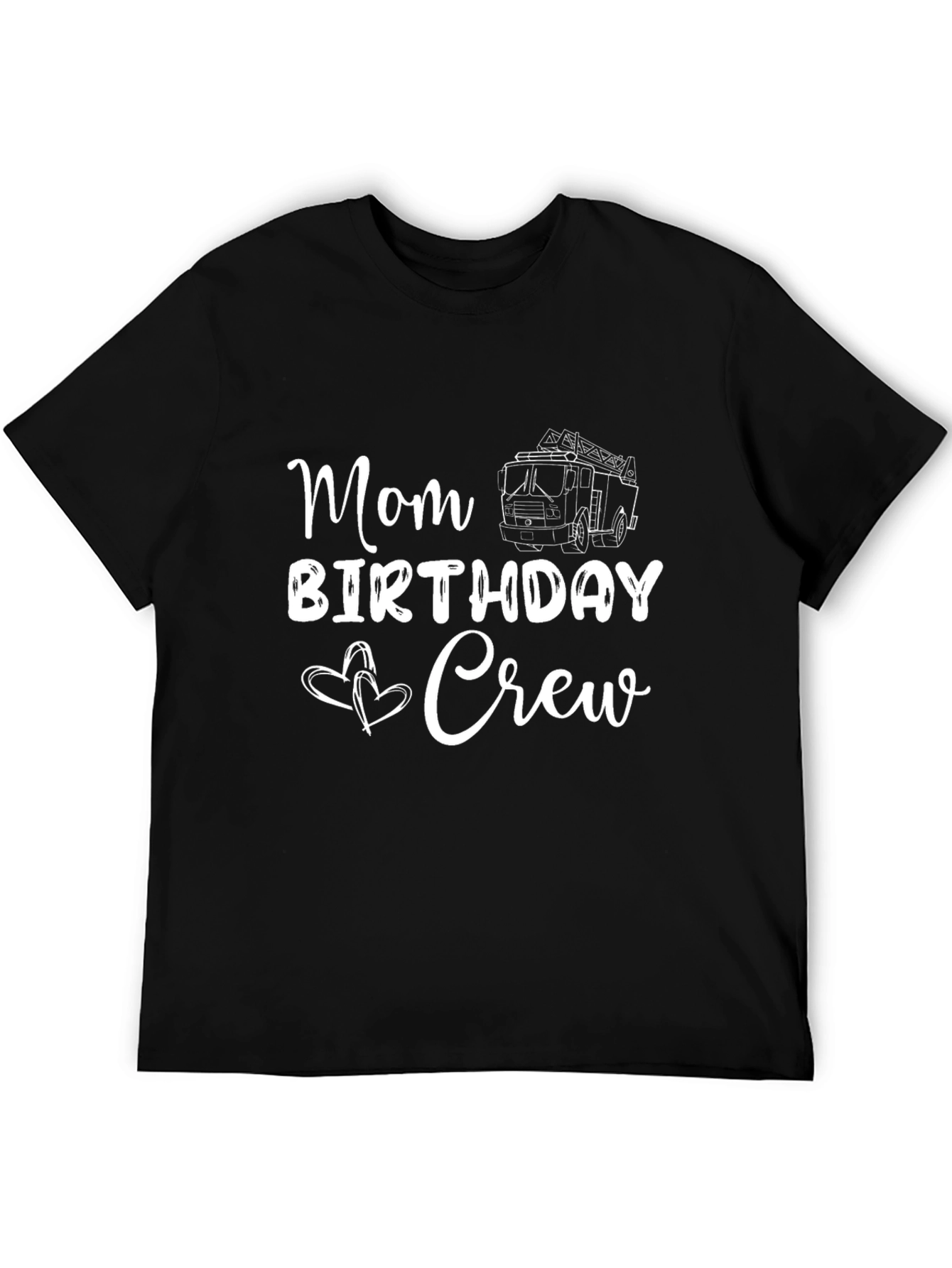 Mom Birthday Crew Fire Truck Graphic Tee
