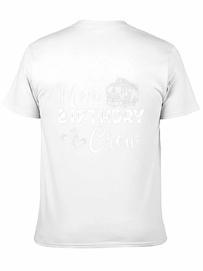 Mom Birthday Crew Fire Truck Graphic Tee