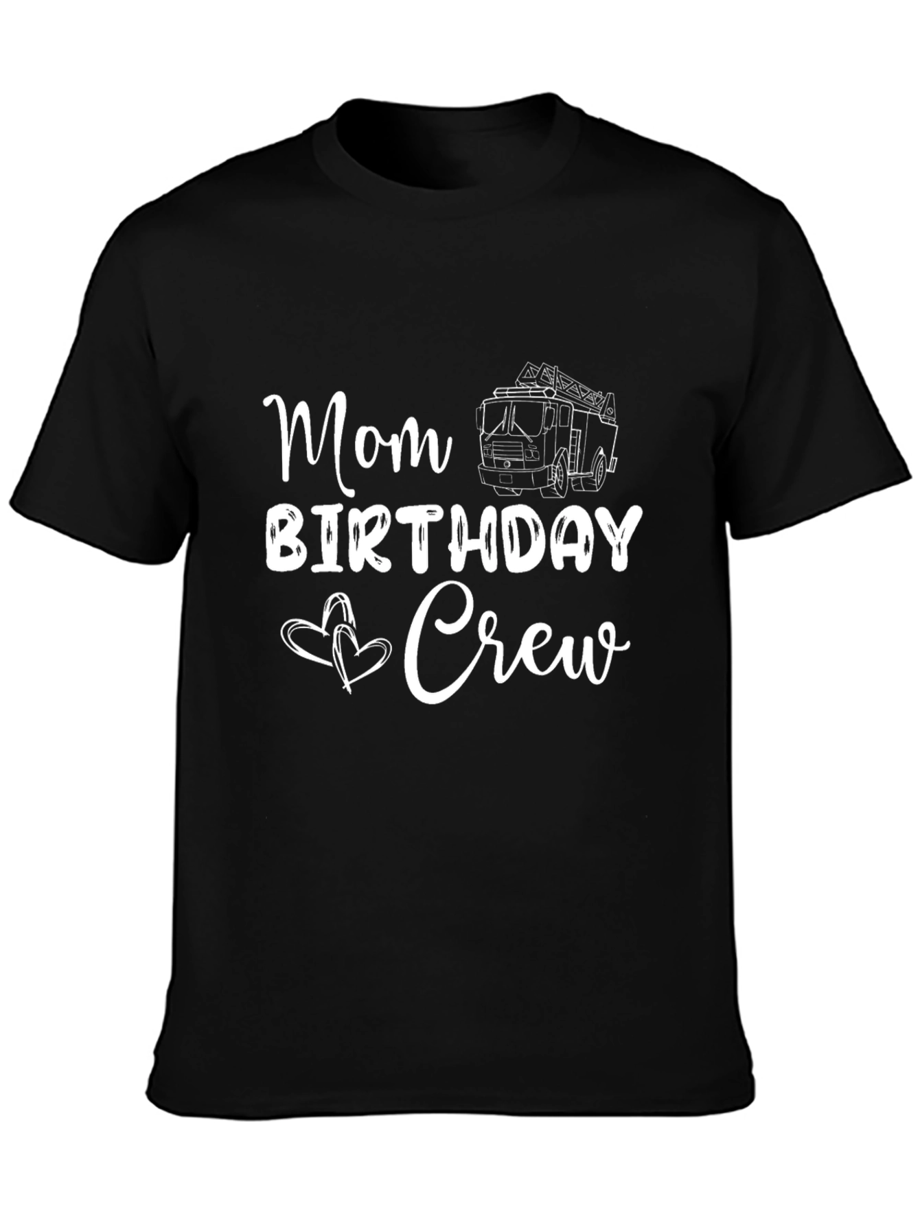 Mom Birthday Crew Fire Truck Graphic Tee
