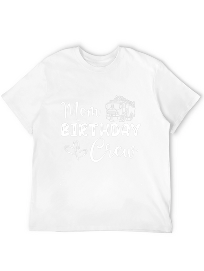 Mom Birthday Crew Fire Truck Graphic Tee