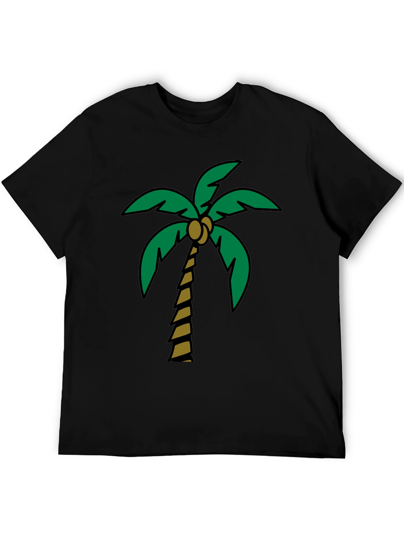 Tropical Palm Tree Graphic Tee - Black Cotton Blend