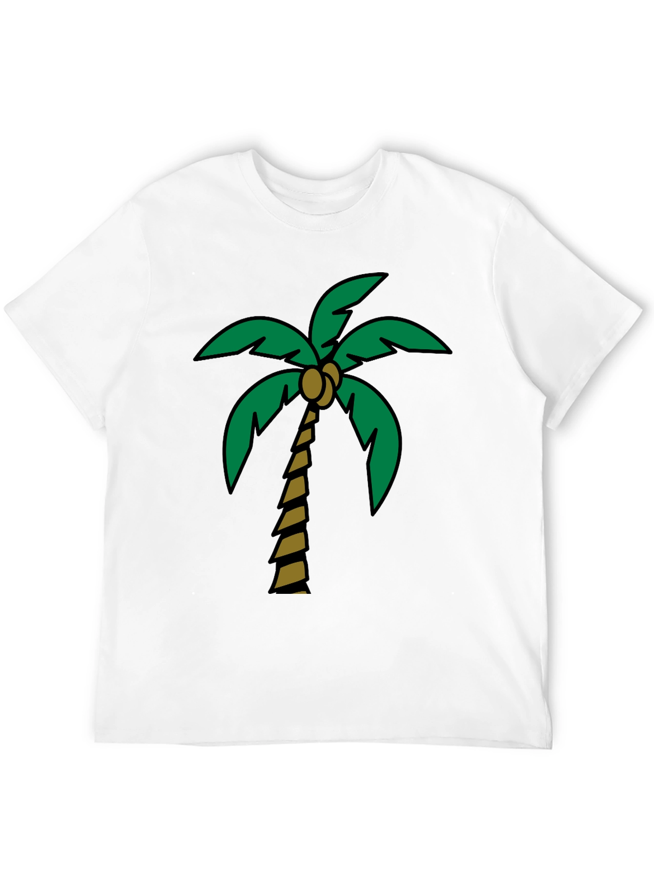 Tropical Palm Tree Graphic Tee - Black Cotton Blend