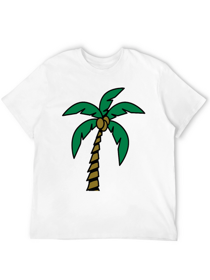 Tropical Palm Tree Graphic Tee - Black Cotton Blend