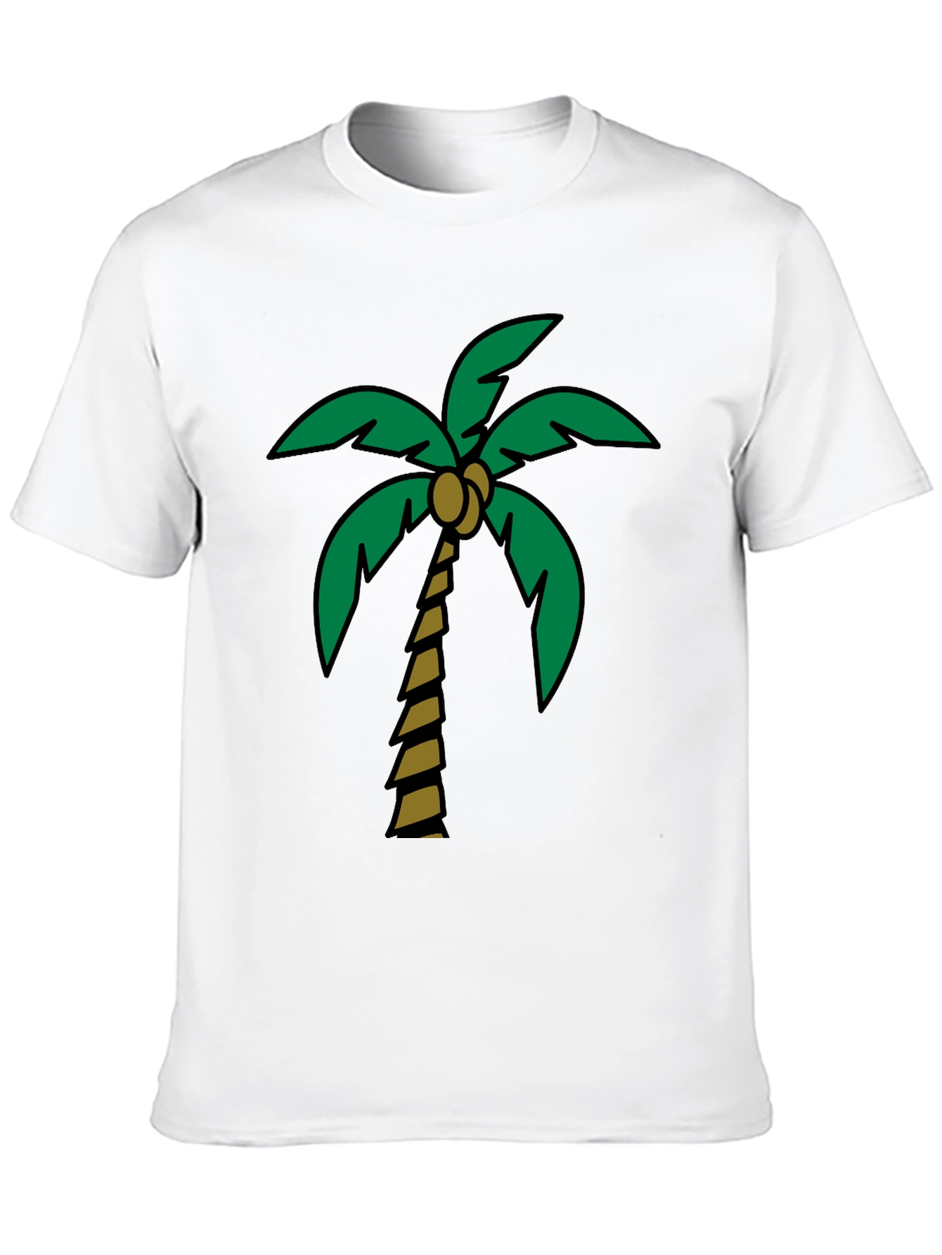 Tropical Palm Tree Graphic Tee - Black Cotton Blend