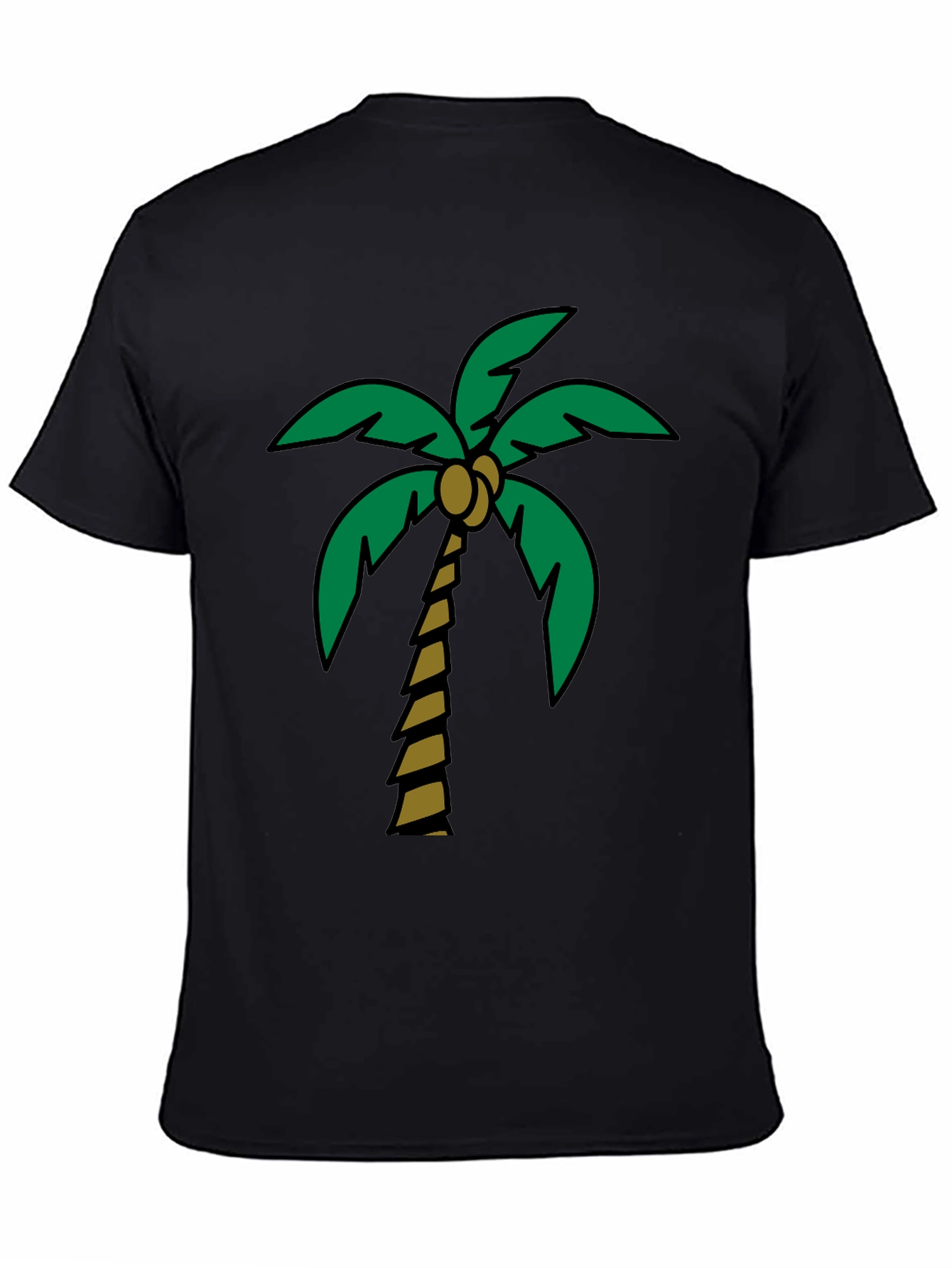 Tropical Palm Tree Graphic Tee - Black Cotton Blend
