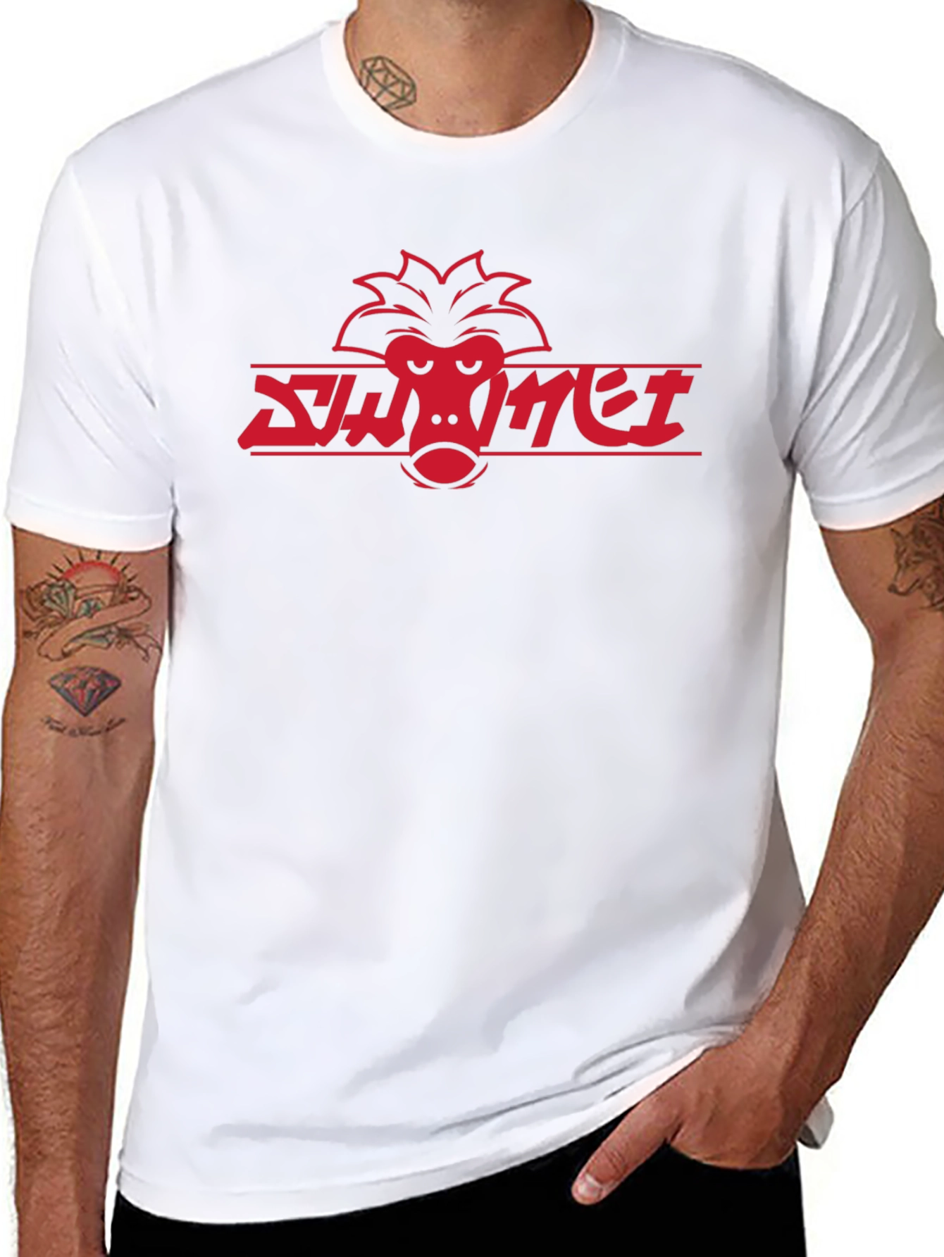 Cool Red Monkey Logo Black T-Shirt