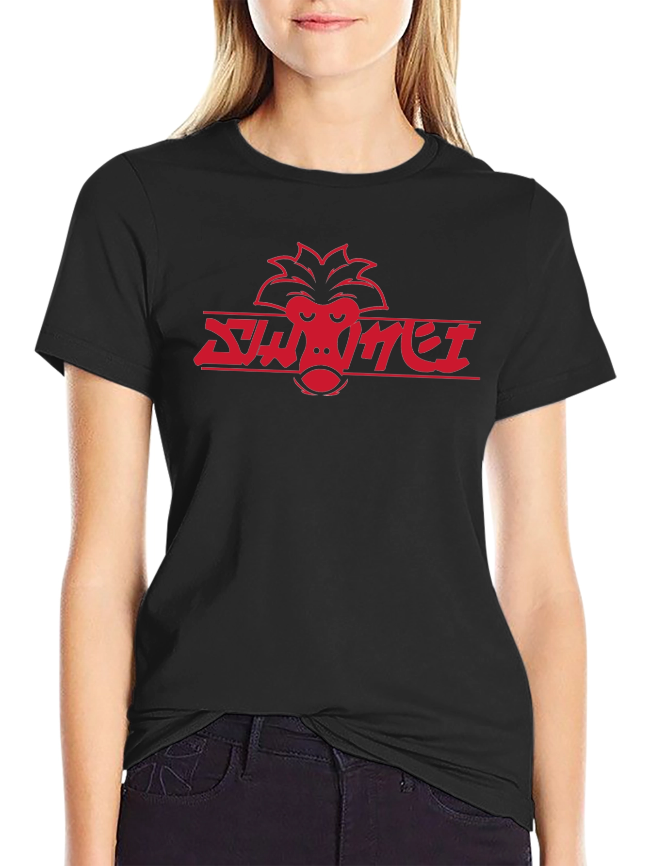 Cool Red Monkey Logo Black T-Shirt