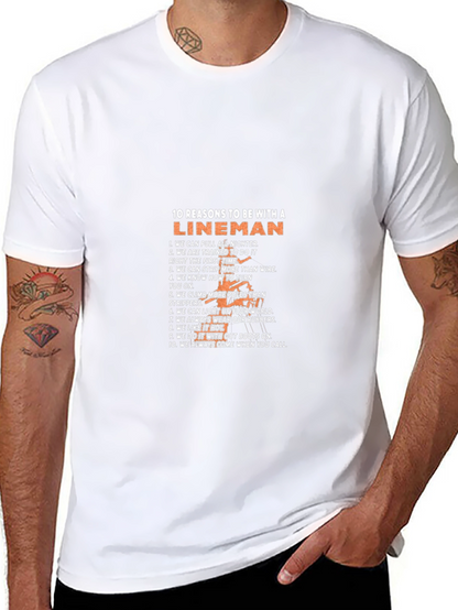Lineman Reasons Graphic Tee - Black Cotton T-Shirt