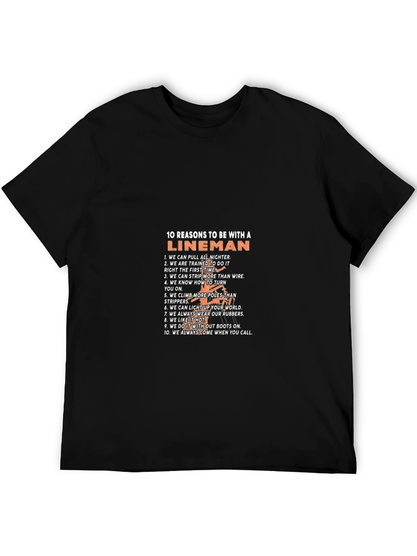 Lineman Reasons Graphic Tee - Black Cotton T-Shirt