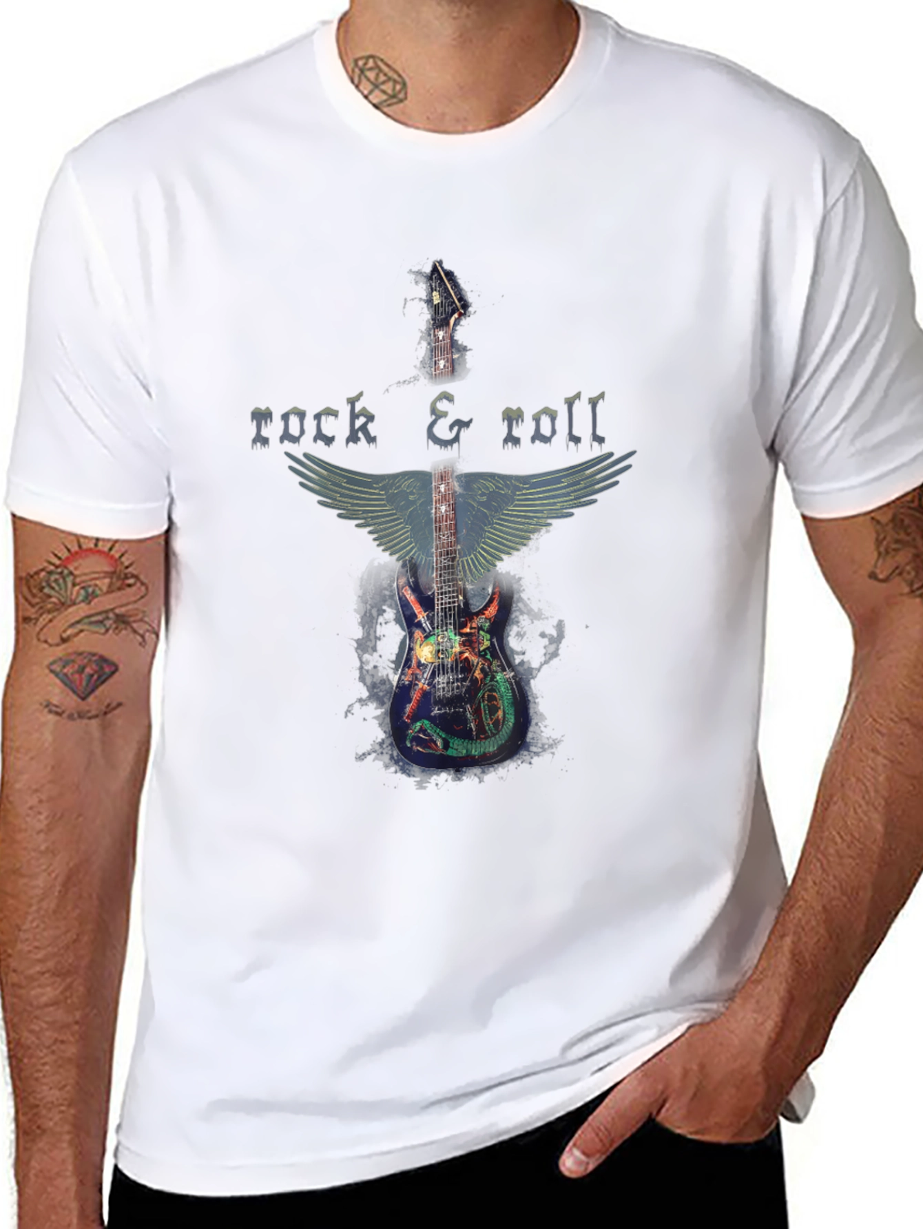Rock & Roll Guitar Wings Graphic T-Shirt