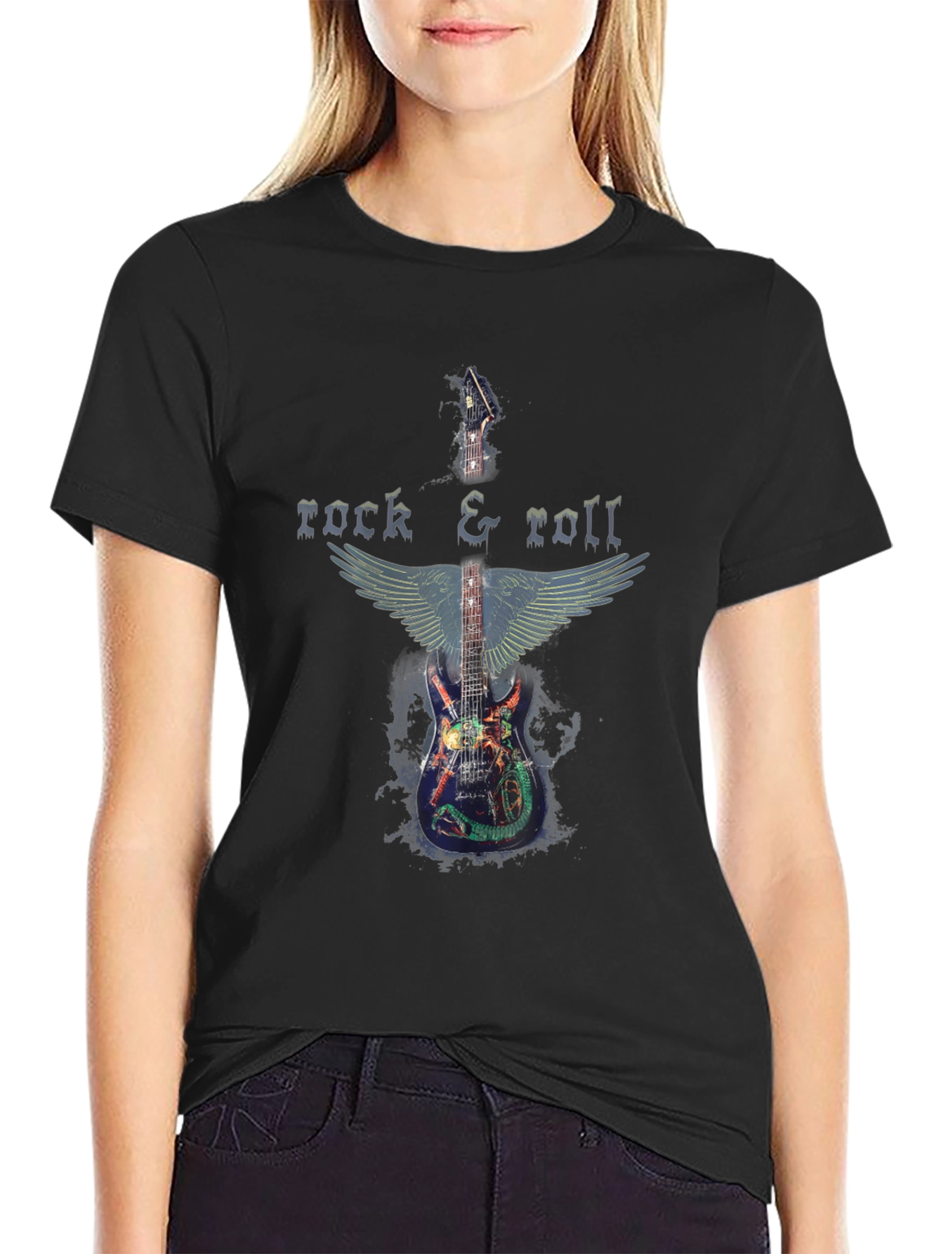 Rock & Roll Guitar Wings Graphic T-Shirt