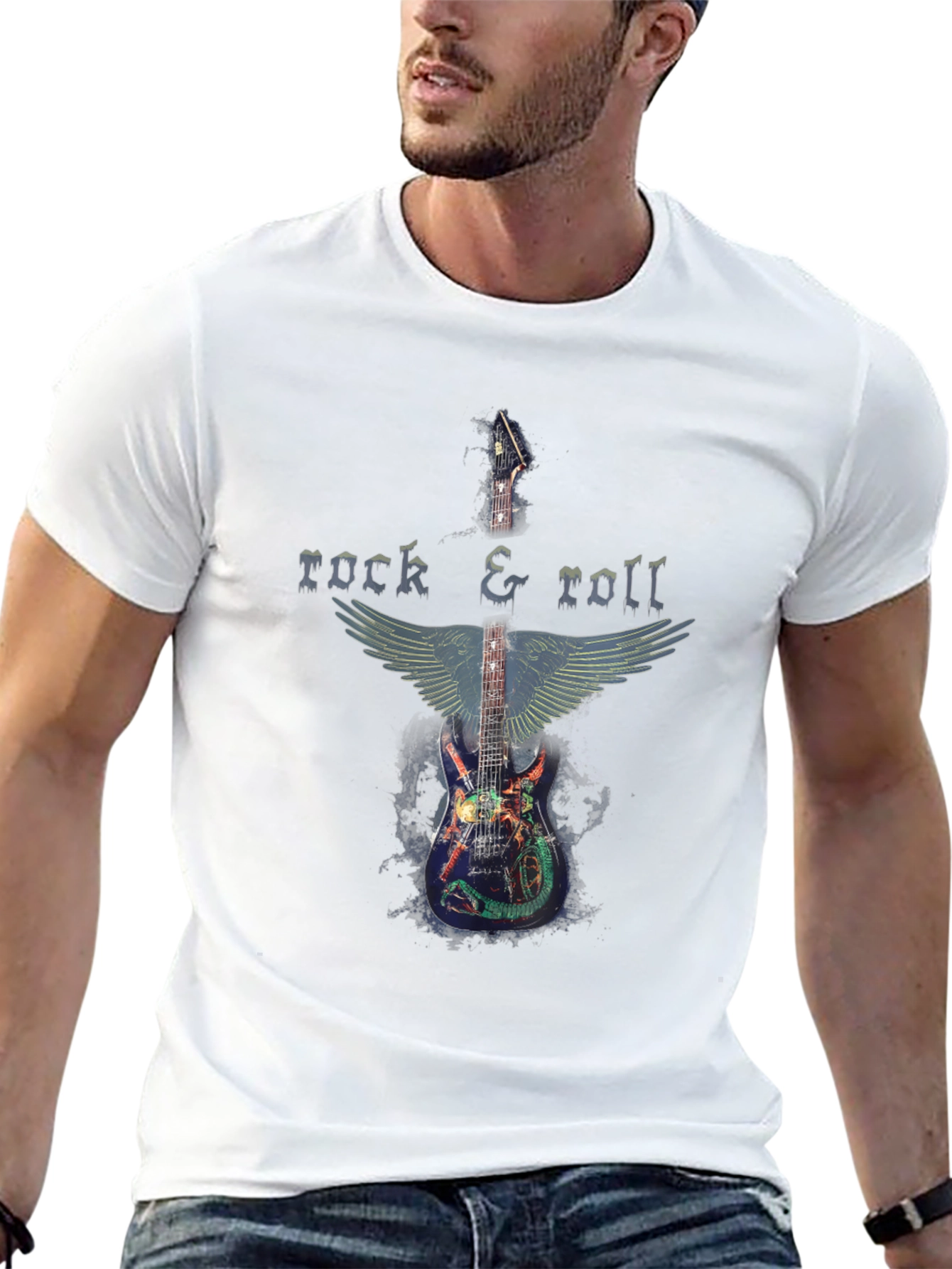 Rock & Roll Guitar Wings Graphic T-Shirt