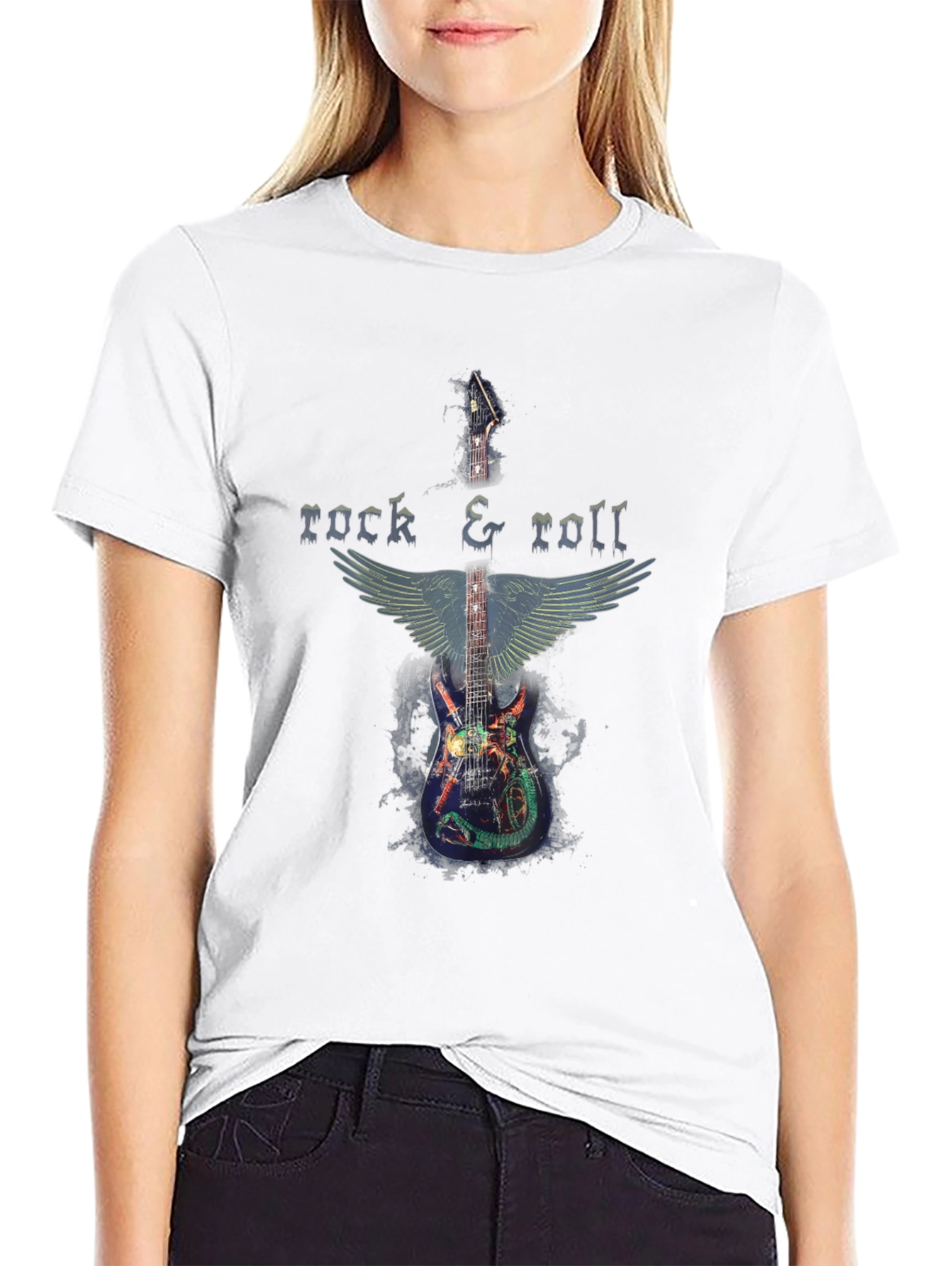 Rock & Roll Guitar Wings Graphic T-Shirt