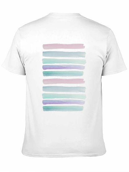Watercolor Stripes Black T-Shirt