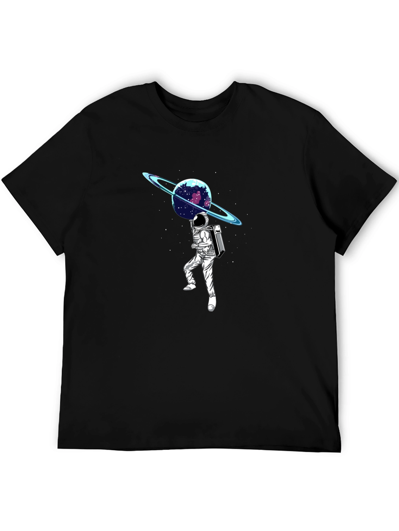 Astronaut Planet Graphic T-Shirt - Black