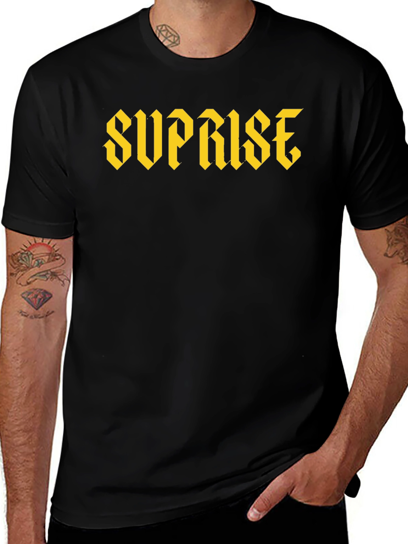 Suprise Graphic Print Black T-Shirt