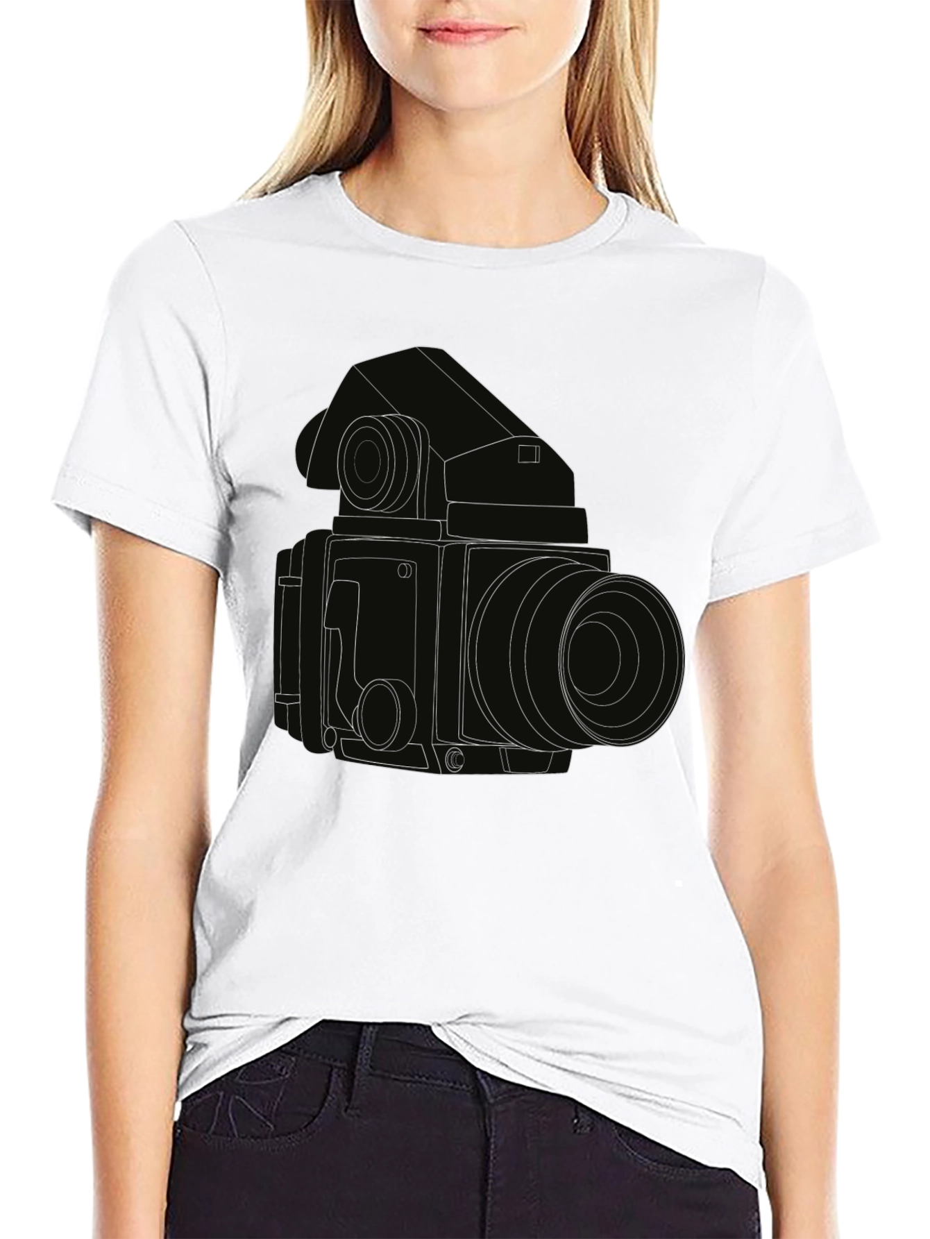Retro Camera Outline T-Shirt - Classic Photography Style
