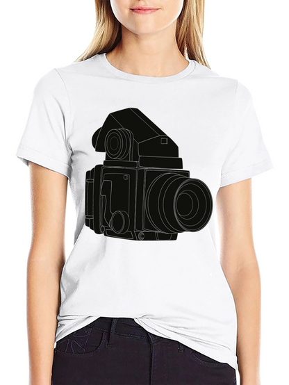 Retro Camera Outline T-Shirt - Classic Photography Style