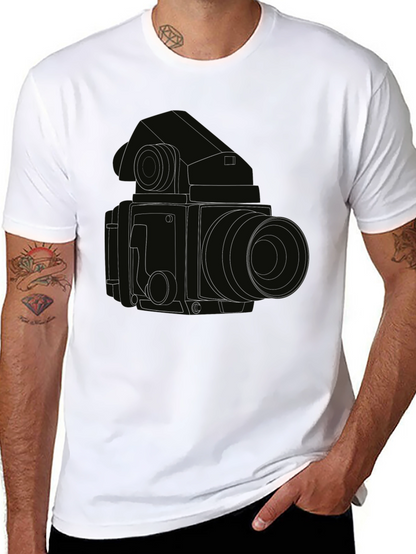 Retro Camera Outline T-Shirt - Classic Photography Style