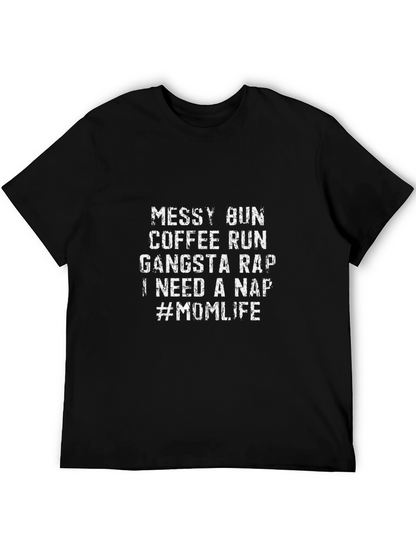 Messy Bun Mom Life Graphic Tee - Black