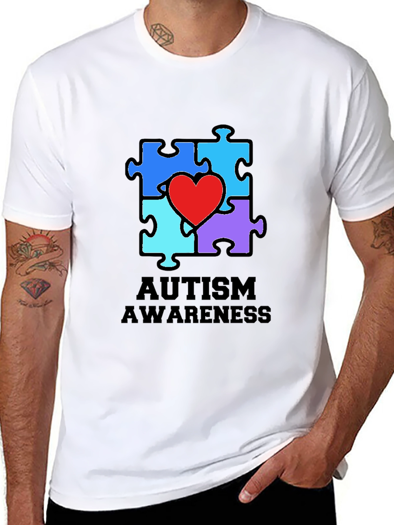 Autism Awareness Puzzle Heart Graphic Tee