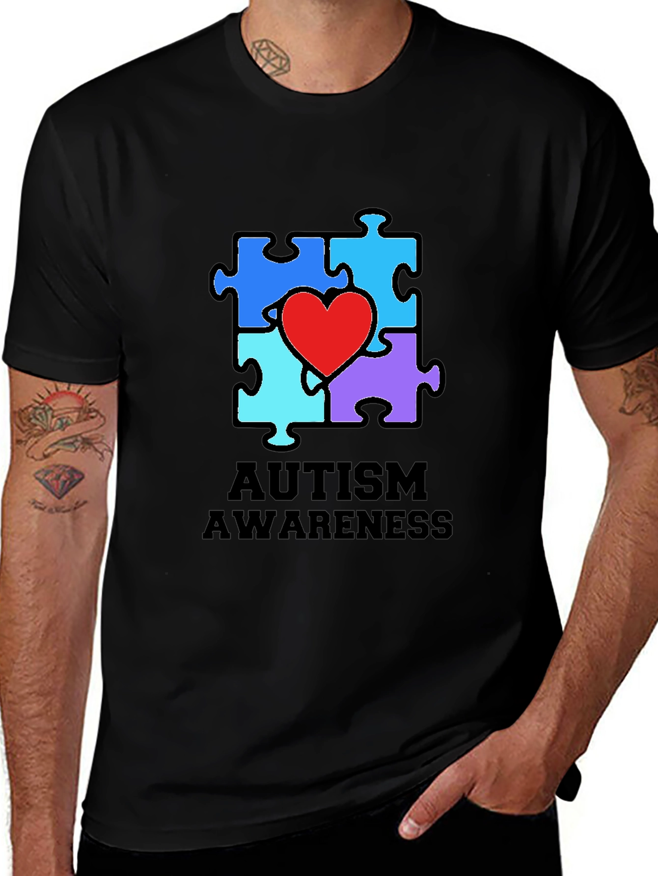 Autism Awareness Puzzle Heart Graphic Tee