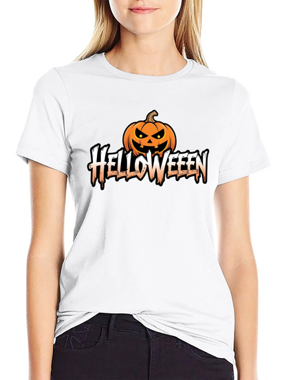 Helloweeen Black T-Shirt with Pumpkin Design