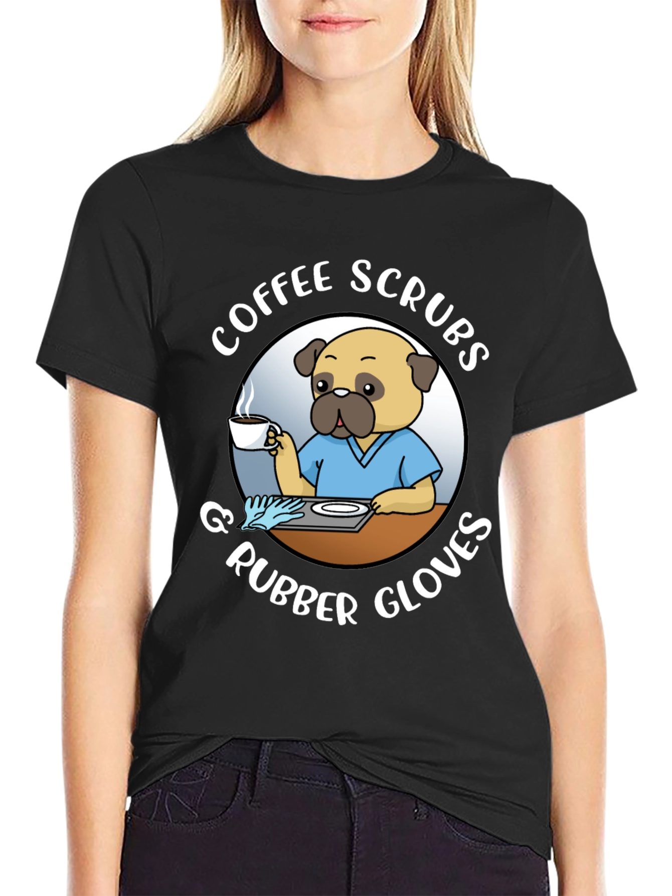Coffee Scrubs & Rubber Gloves Black T-Shirt