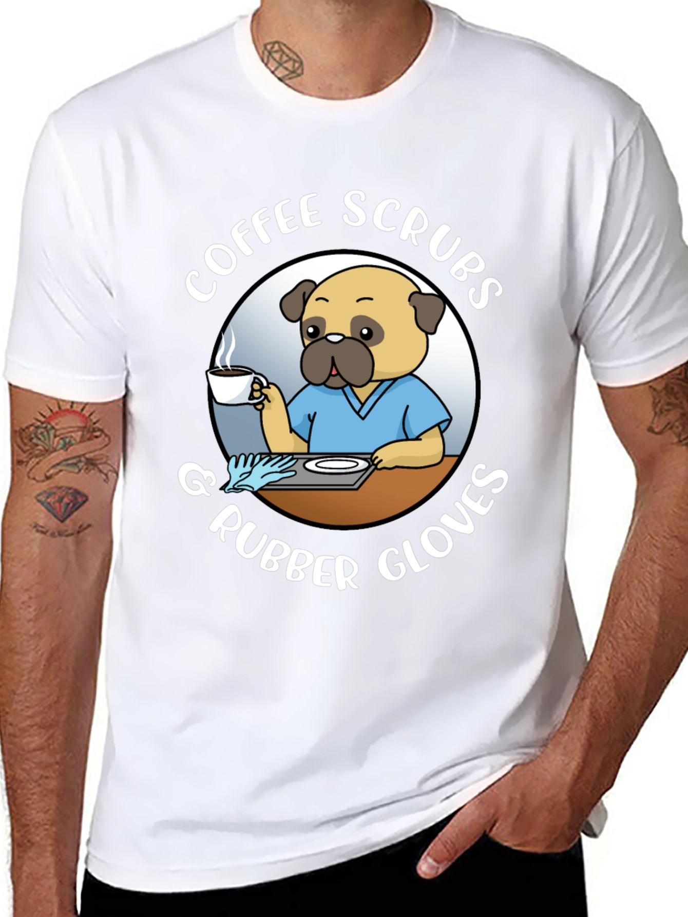 Coffee Scrubs & Rubber Gloves Black T-Shirt