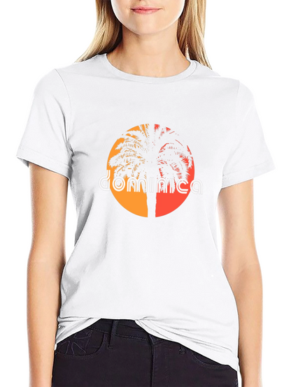 Dominica Palm Tree Sunset Graphic Tee