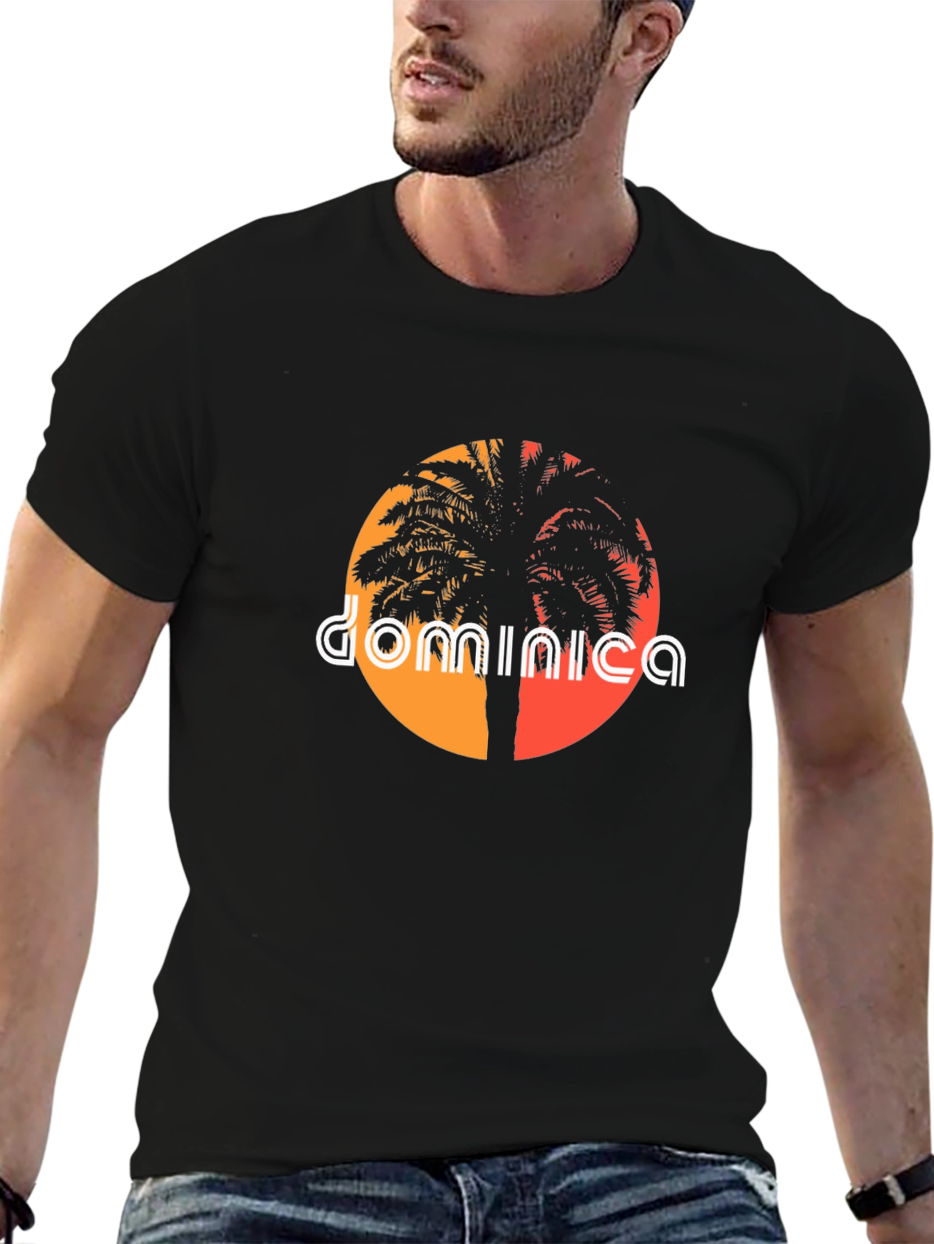 Dominica Palm Tree Sunset Graphic Tee