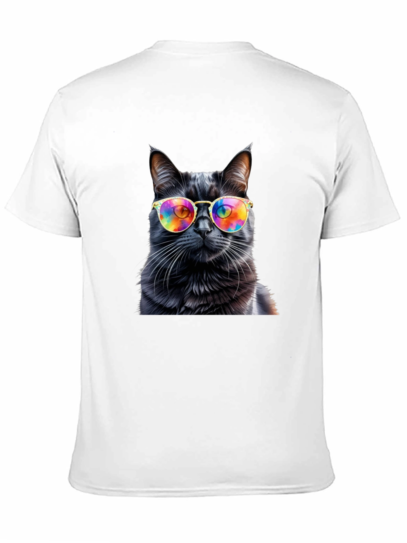 Cool Cat Tee - Rainbow Glasses Black Cat Shirt