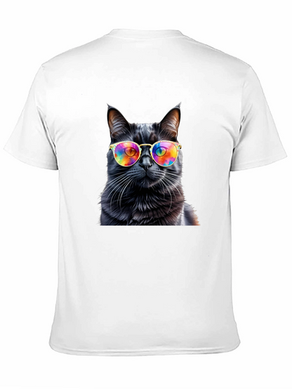 Cool Cat Tee - Rainbow Glasses Black Cat Shirt