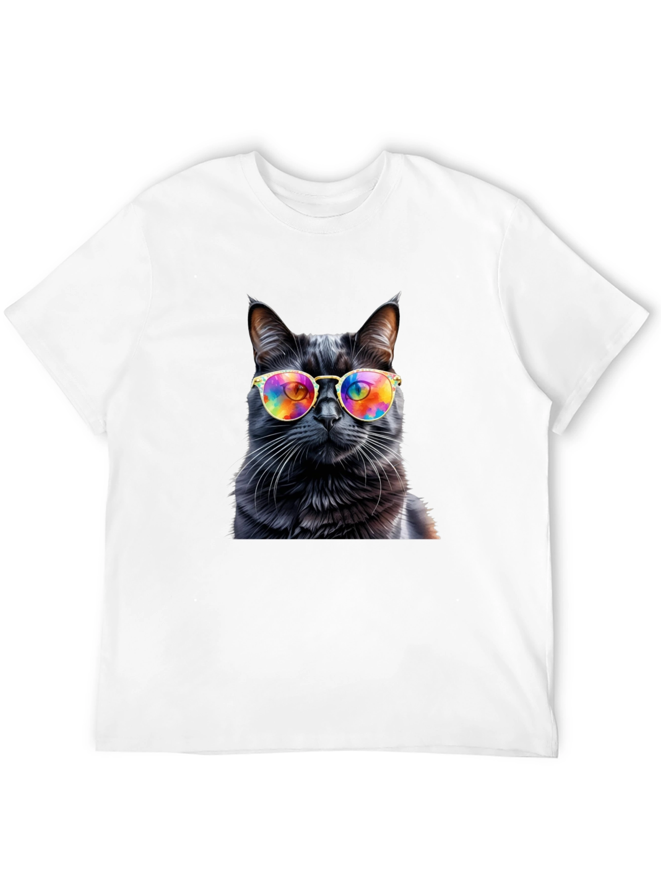 Cool Cat Tee - Rainbow Glasses Black Cat Shirt